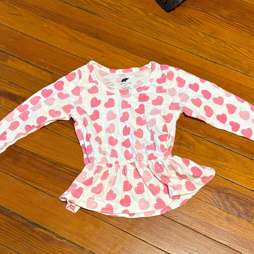 Pink Heart Long Sleeve Kids Top